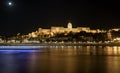 Buda Castle by Danube river at night. Budapest, Hungary. Royalty Free Stock Photo