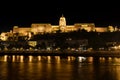 Buda Castle and Danube river at Night, Budapest, Hungary Royalty Free Stock Photo