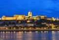 Buda Castle and Danube river at night Royalty Free Stock Photo