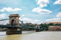 Buda castle district and Chain bridge with danube river in Budapest, Hungary Royalty Free Stock Photo