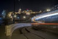 Buda Castle by the Danube river illuminated at night in Budapest, Hungary Royalty Free Stock Photo