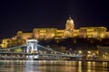 Buda Castle and The Szechenyi Chain Bridge, Budapest, Hungary. Royalty Free Stock Photo