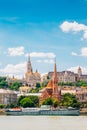 Buda district Fisherman`s Bastion and St. Matthias Church with Danube river in Budapest, Hungary Royalty Free Stock Photo
