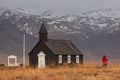 Budakirkja, black churck at Snaefellsnes peninsula Royalty Free Stock Photo