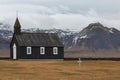 Budakirkja, black churck at Snaefellsnes peninsula Royalty Free Stock Photo