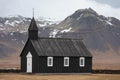 Budakirkja, black churck at Snaefellsnes peninsula Royalty Free Stock Photo