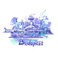 Budapest abstract color drawing. Budapest sketch illustration