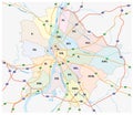 Budapest administrative and road map