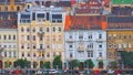 Budapest aerial panoramic view. Top view on street and avenue with old residential buildings and church in Budapest city Royalty Free Stock Photo