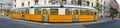 BUDAPEST - APRIL 1, 2019: Yellow city tram along the city streets