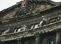 Budapest architecture. Old dark building facade on the Liberty Square