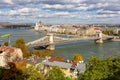 Budapest autumn cityscape with Chain bridge over Danube river and Hungarian parliament, Hungary Royalty Free Stock Photo