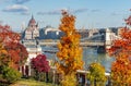 Budapest autumn cityscape with Hungarian parliament building and Chain bridge over Danube river, Hungary Royalty Free Stock Photo