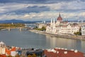 Budapest autumn cityscape with Hungarian parliament building and Danube river, Hungary Royalty Free Stock Photo