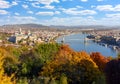 Budapest autumn cityscape with Royal castle and Chain bridge over Danube river, Budapest, Hungary Royalty Free Stock Photo