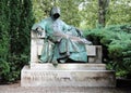 Budapest, B, Hungary - August 19, 2023: Statue of Anonymus or Bele Regis Notarius