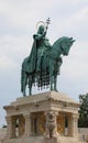 Budapest, B, Hungary - August 18, 2023:horse riding statue of stephen i first king of Hungary in fisherman s bastion Royalty Free Stock Photo