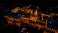 Aerial night view of Buda Castle Royal Palace in Budapest, Hungary Royalty Free Stock Photo