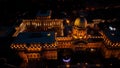 Aerial night view of Buda Castle Royal Palace in Budapest, Hungary Royalty Free Stock Photo