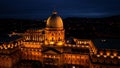 Aerial night view of Buda Castle Royal Palace in Budapest, Hungary Royalty Free Stock Photo