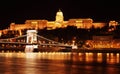 Budapest castle and chain bridge Royalty Free Stock Photo