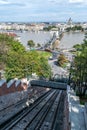 Budapest Castle Hill Funicular Railway and Chain Bridge Royalty Free Stock Photo