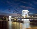 Budapest Chain Bridge night view Royalty Free Stock Photo