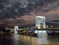 Budapest Chain Bridge night view Royalty Free Stock Photo