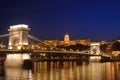 Budapest Chain Bridge and Royal palace Royalty Free Stock Photo