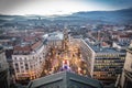 Budapest Christmas Market from above. The traditional Christmas