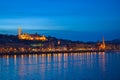 Budapest city Danube river and Castle Hill night view Hungary Royalty Free Stock Photo