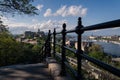 Budapest city landscape crossed by Danube river from Gellert Hill on a cloudy day, Budapest, Hungary Royalty Free Stock Photo