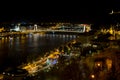 Budapest city landscape and Elisabeth Bridge over the Danube river from Buda Castle at night, Hungary Royalty Free Stock Photo