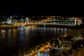 Budapest city landscape and Elisabeth Bridge over the Danube river from Buda Castle at night, Hungary Royalty Free Stock Photo