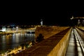 Budapest city landscape and Elisabeth Bridge over the Danube river from Buda Castle at night, Hungary Royalty Free Stock Photo