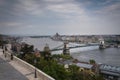 Budapest city landscape with the famous Chain bridge over the Danube river and the Parliament building in the background on a