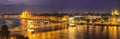 Budapest city night scene. View at Chain bridge, river Danube an Royalty Free Stock Photo