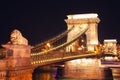 Budapest city night scene. View at Chain bridge, river Danube an Royalty Free Stock Photo