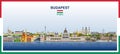 Budapest city skyline with a frame border in the colors of the flag of Hungary Royalty Free Stock Photo