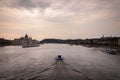 Budapest city skyline with the Hungarian Parliament and Danube River at sunset, Budapest, Hungary Royalty Free Stock Photo