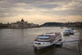 Budapest city skyline with the Hungarian Parliament and Danube River at sunset, Budapest, Hungary Royalty Free Stock Photo