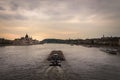 Budapest city skyline with the Hungarian Parliament and Danube River at sunset, Budapest, Hungary Royalty Free Stock Photo