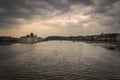 Budapest city skyline with the Hungarian Parliament and Danube River at sunset, Budapest, Hungary Royalty Free Stock Photo