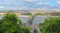A Budapest cityscape with the Chain bridge on the Danube river