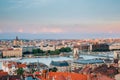 Budapest cityscape and chain bridge on Danube river at twilight sunset in Hungary Royalty Free Stock Photo