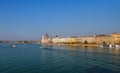 Budapest at dusk with Hungarian Parliament Building and Margaret Bridge on Danube river Royalty Free Stock Photo