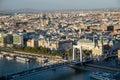 Budapest and Elisabeth Bridge over Danube river in golden hour