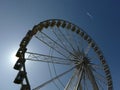 Budapest Eye wheel at Elisabeth square and plane trail on the sky Royalty Free Stock Photo
