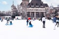 04.01.2022.Budapest.Hobbies and Leisure.Winter sports.Family winter sport.Holiday and seasonal concept.Activity,Adult,Child,