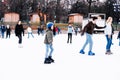 04.01.2022.Budapest.Family winter sport. Soft,Selective focus.Outdoor.Winter sport.Hobbies and Leisure.Winter sports.Family winter